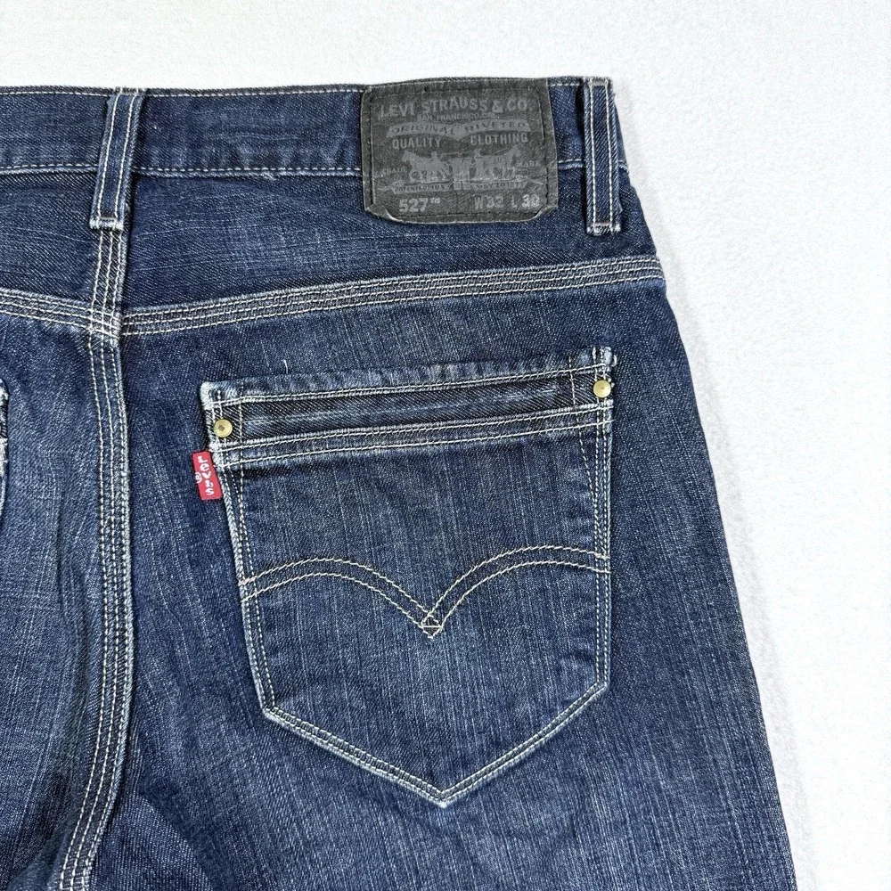 Levis 527 Jeans Mens 32x30 Boot Cut Dark Wash Western Denim Bootcut Y2K
